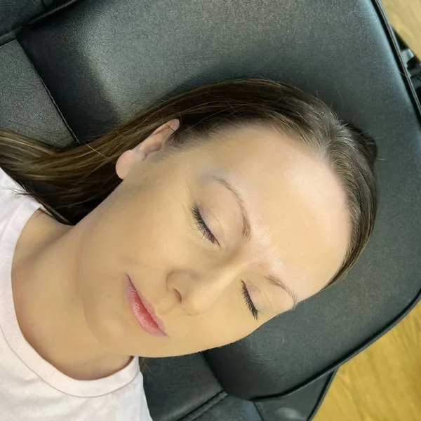 Very sparse redhead eyebrows before feather brow tattoo Gold Coast