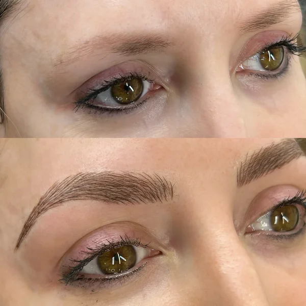 Before and after Feather brows detail eye comparison by Lorraine, Gold Coast