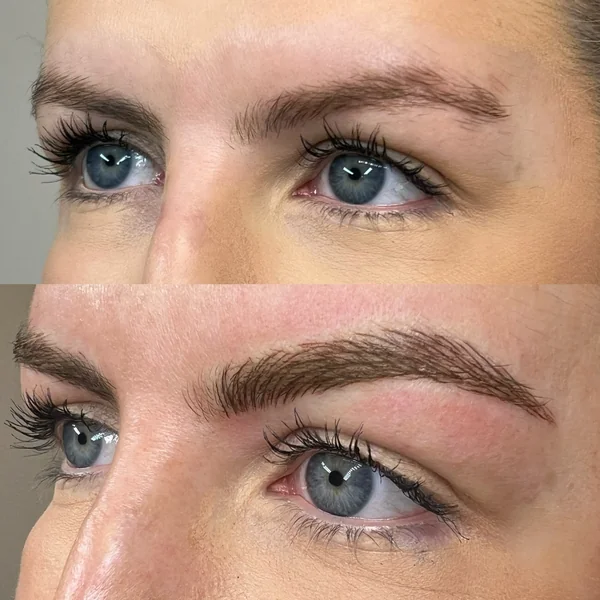 Before and after Feather brows mature blonde frame restored by Lorraine, Gold Coast