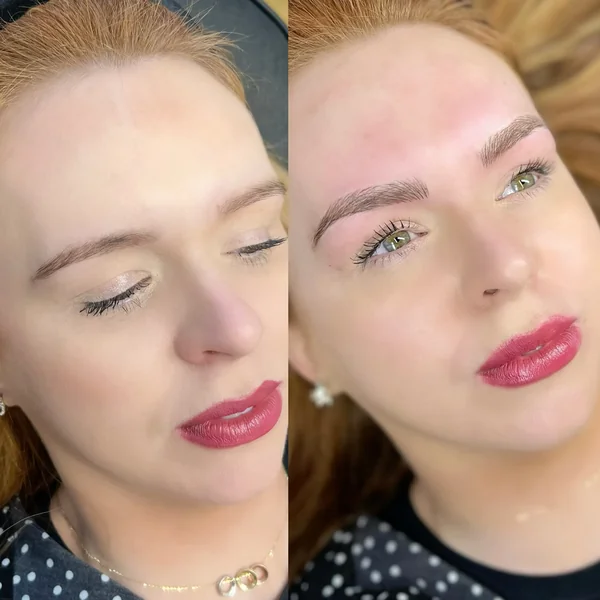 Before and after Feather brows redhead warm tone by Lorraine, Gold Coast