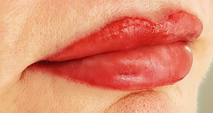 After — Lip blush before and after — natural lips restored with bespoke pigment by Lorraine, Gold Coast