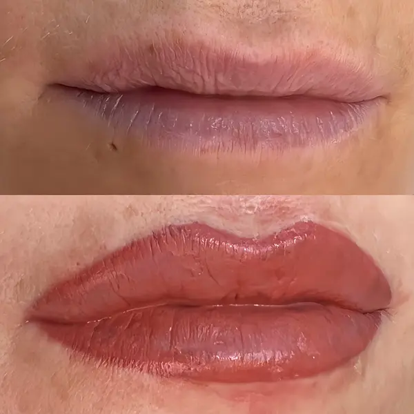 Lip blush before and after — mature skin restoration, pigment loss reversed