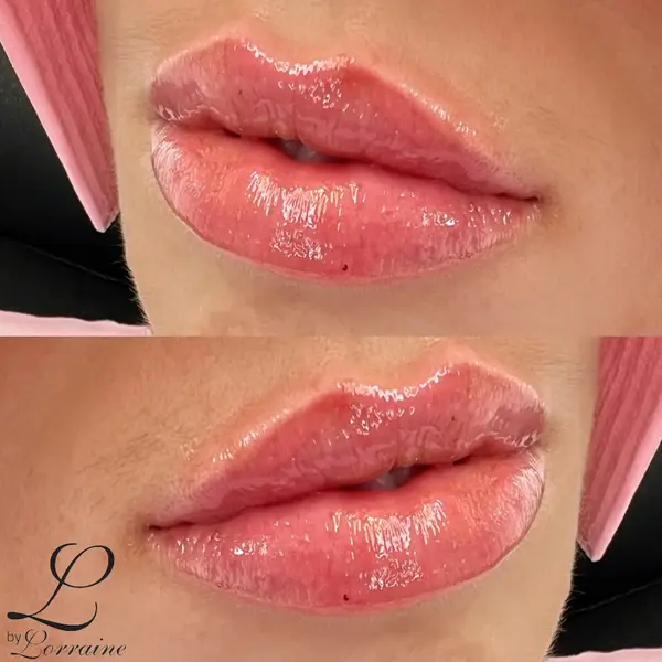 Lip blush Gold Coast — glossy pink finished result by Lorraine