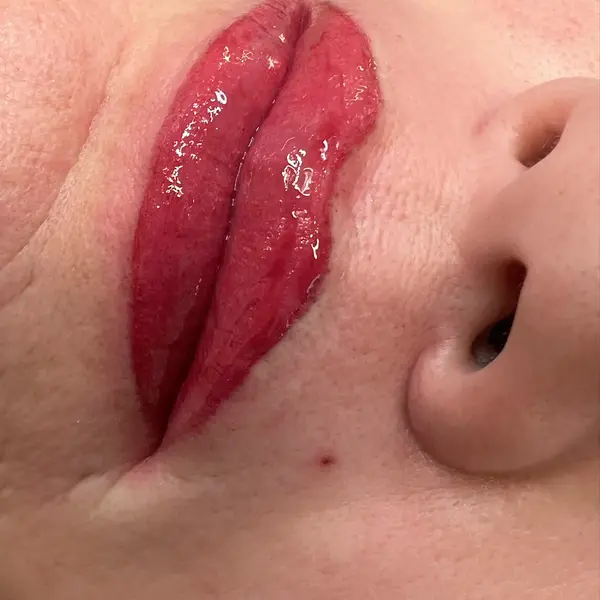 Lip blush healed — natural pink, the fully settled everyday-fresh look